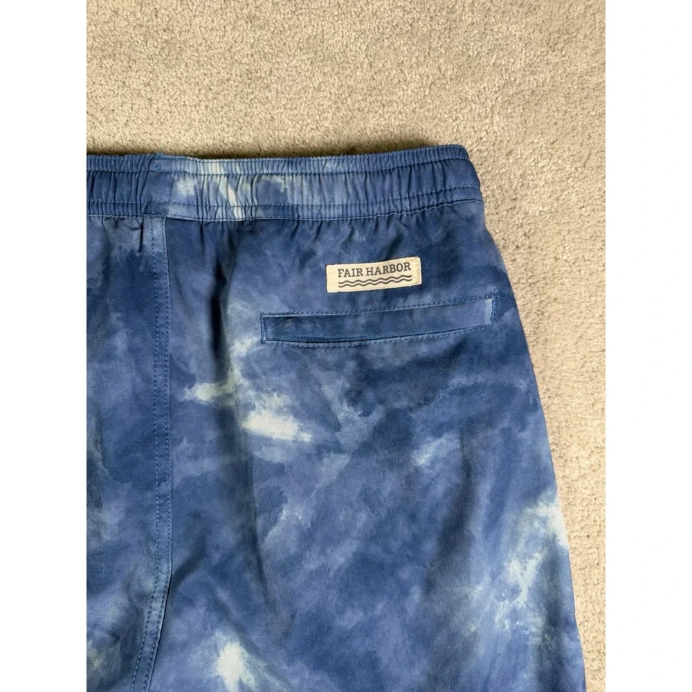 Fair Harbor Swim Shorts Youth XL Blue tie dye Hybrid Lined Stretch Drawstring
